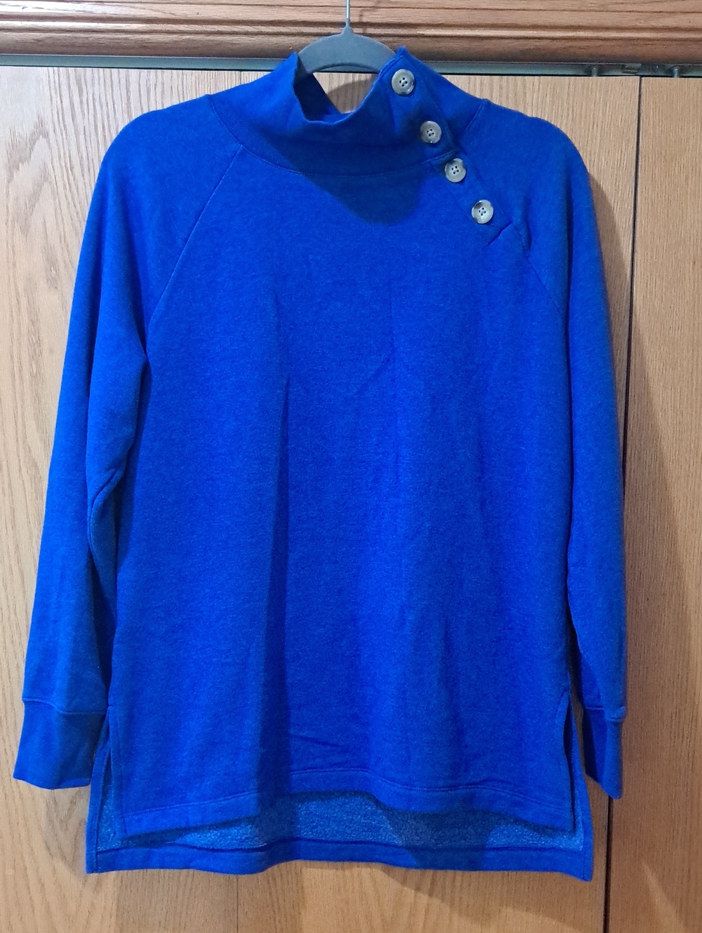 J. Crew Cobalt Blue Button-Shoulder Turtleneck Sweater
